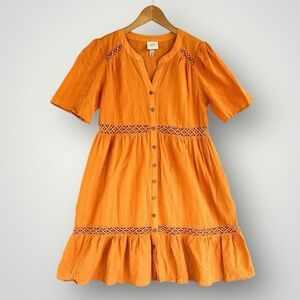 (2 for $20) Knox Rose Orange Button-Down Dress. Size M